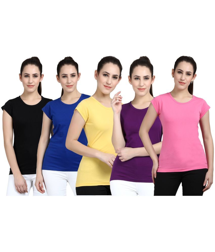     			Diaz - 100% Cotton Regular Multicolor Women's T-Shirt ( Pack of 5 )