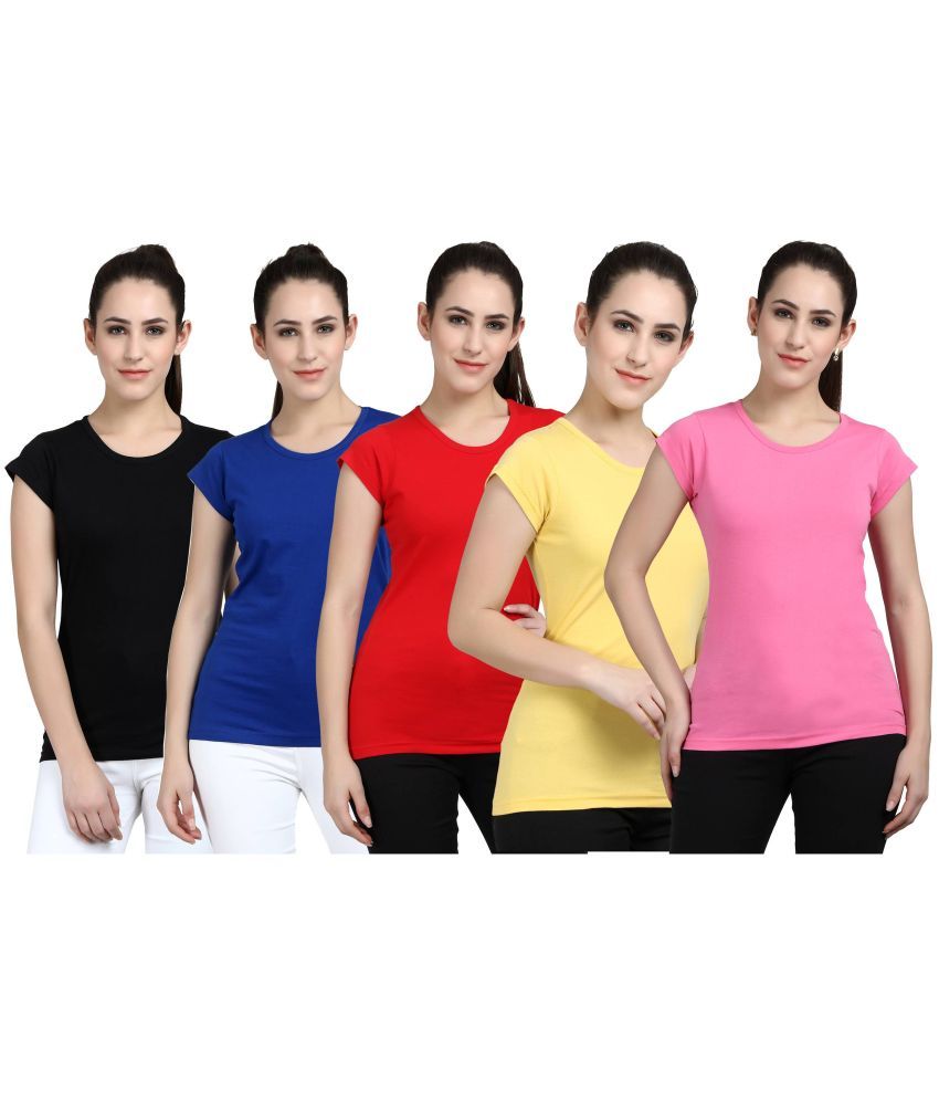     			Diaz - 100% Cotton Regular Multicolor Women's T-Shirt ( Pack of 5 )