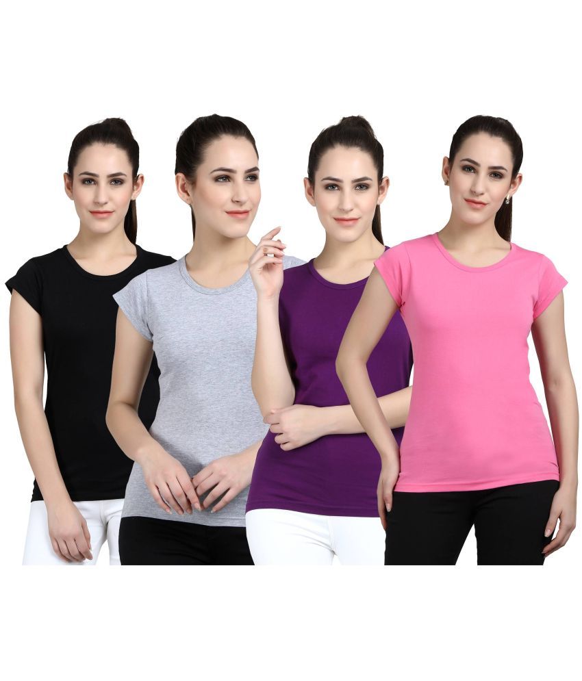     			Diaz - 100% Cotton Regular Multicolor Women's T-Shirt ( Pack of 4 )