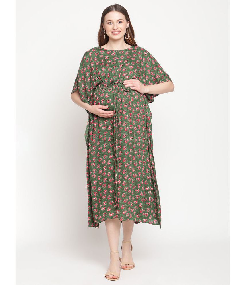 Moms Maternity - Rayon Green Women's Maternity Dress ( Pack of 1 )