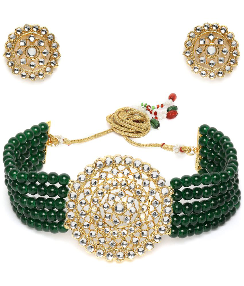     			Sunhari Jewels - Alloy Green Necklace Set ( Pack of 1 )