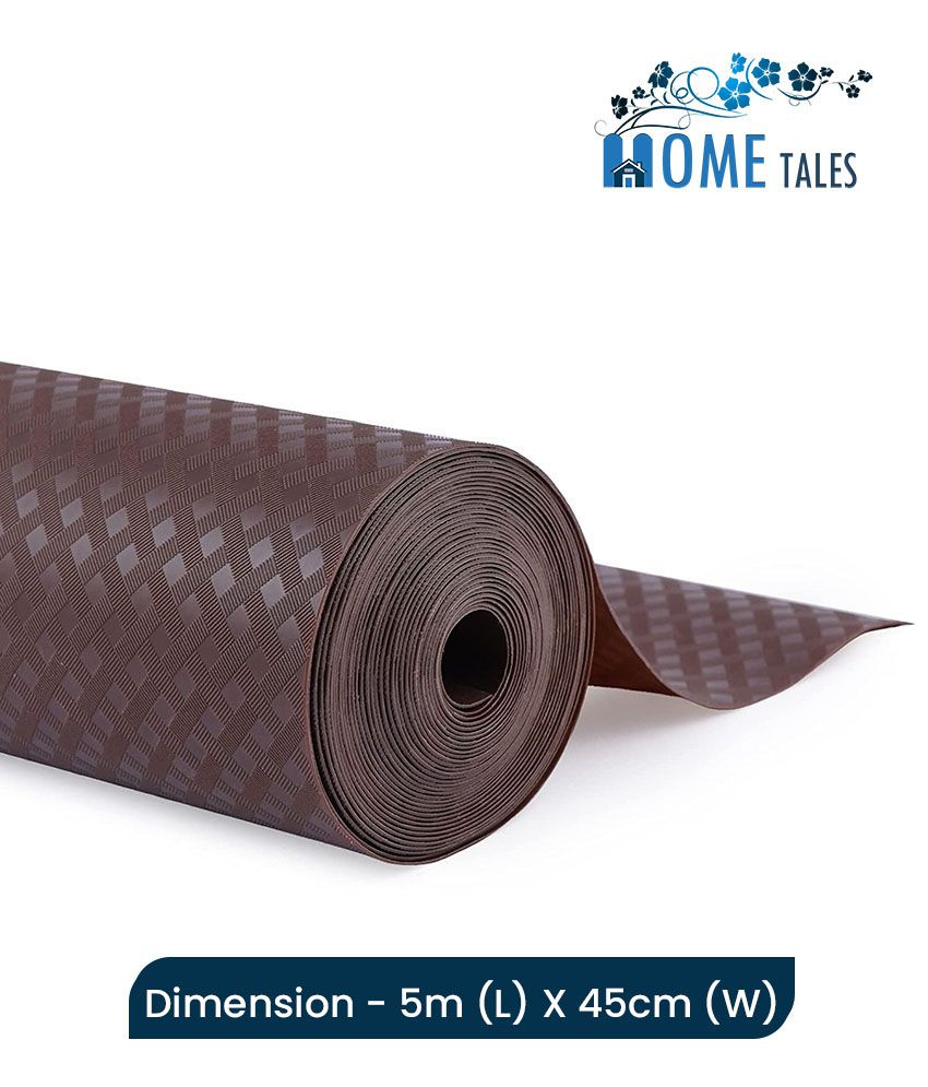     			HOMETALES Multipurpose ( 45 cm X 5 m) EVA Anti-Slip Mat Liners For Bathroom, Kitchen, Fridge & Table Mat -Checks Pattern,Brown (1U)