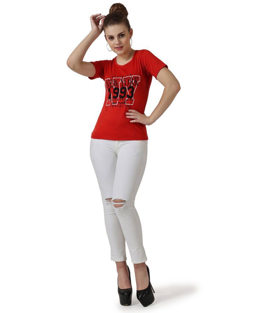     			Affair - Red Cotton Blend Regular Women's T-Shirt ( Pack of 1 )