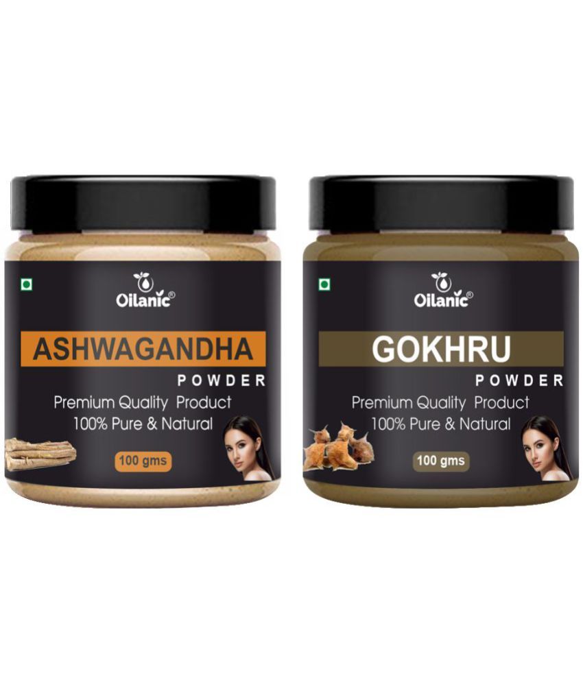     			Oilanic 100% Pure Ashwagandha Powder & Gokhru Powder For Skincare Hair Mask 200 g Pack of 2