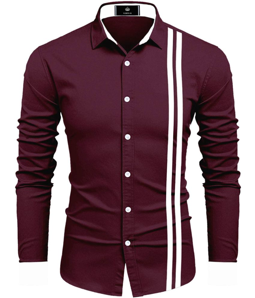 VERTUSY - Cotton Blend Regular Fit Maroon Men's Casual Shirt ( Pack of 1 )