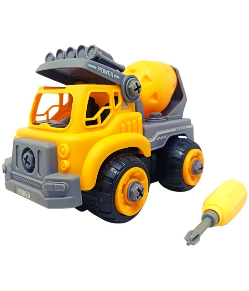 Adichai Construction Cement Mixer Vehicles Play Set Openable Parts DIY ...