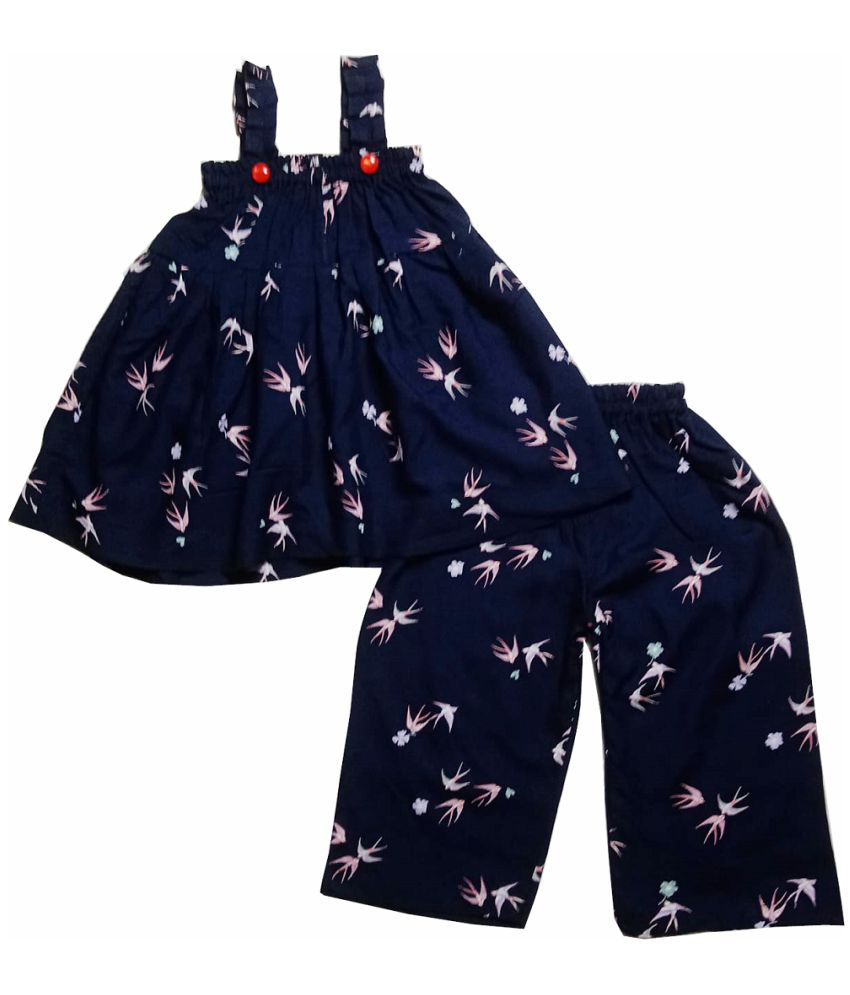     			harshvardhanmart.com - Navy Blue 100% Cotton Shirt & Trouser For Baby Girl ( Pack of 1 )