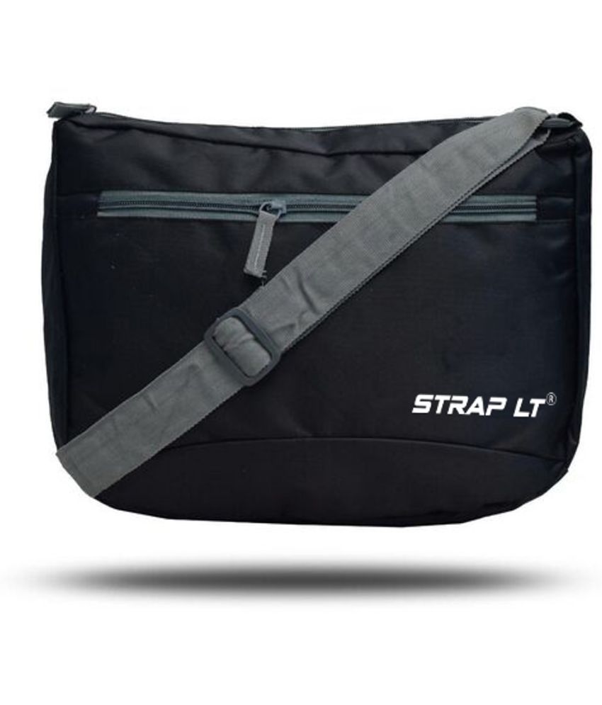     			straplt - Black Solid Messenger Bag