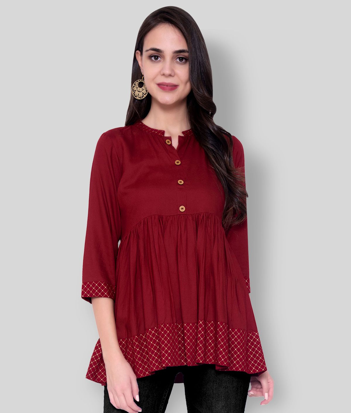     			GOD BLESS - Maroon Rayon Women's Tunic ( Pack of 1 )