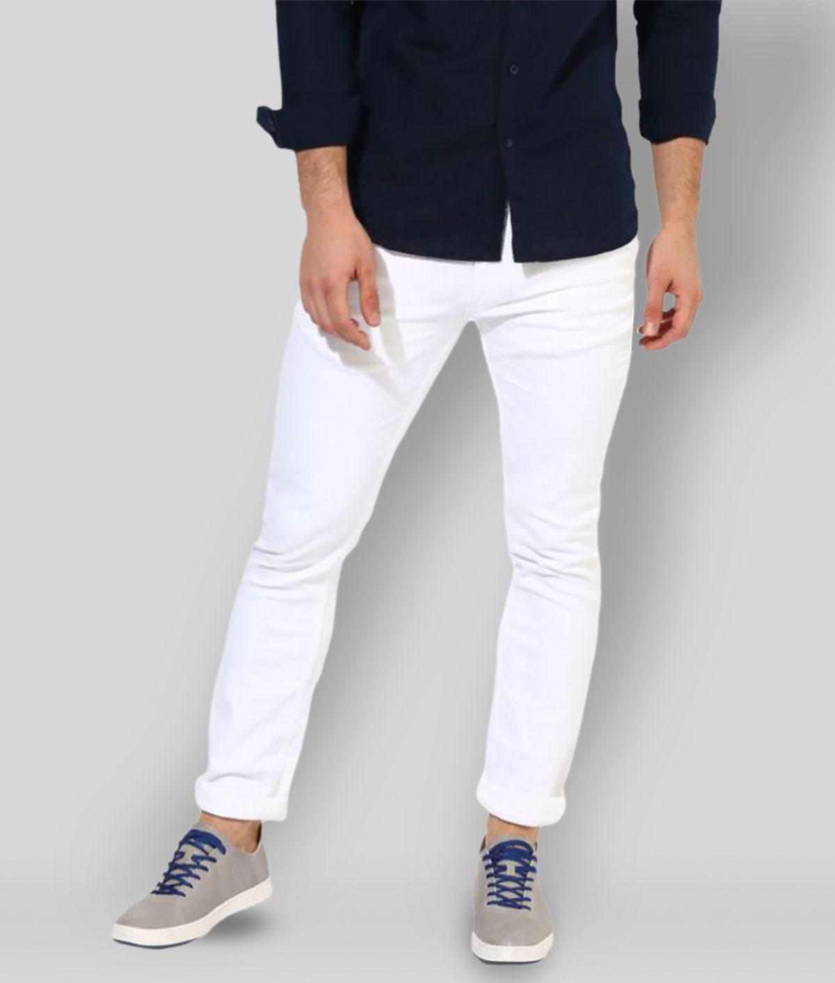     			HALOGEN - White Cotton Blend Slim Fit Men's Jeans ( Pack of 1 )