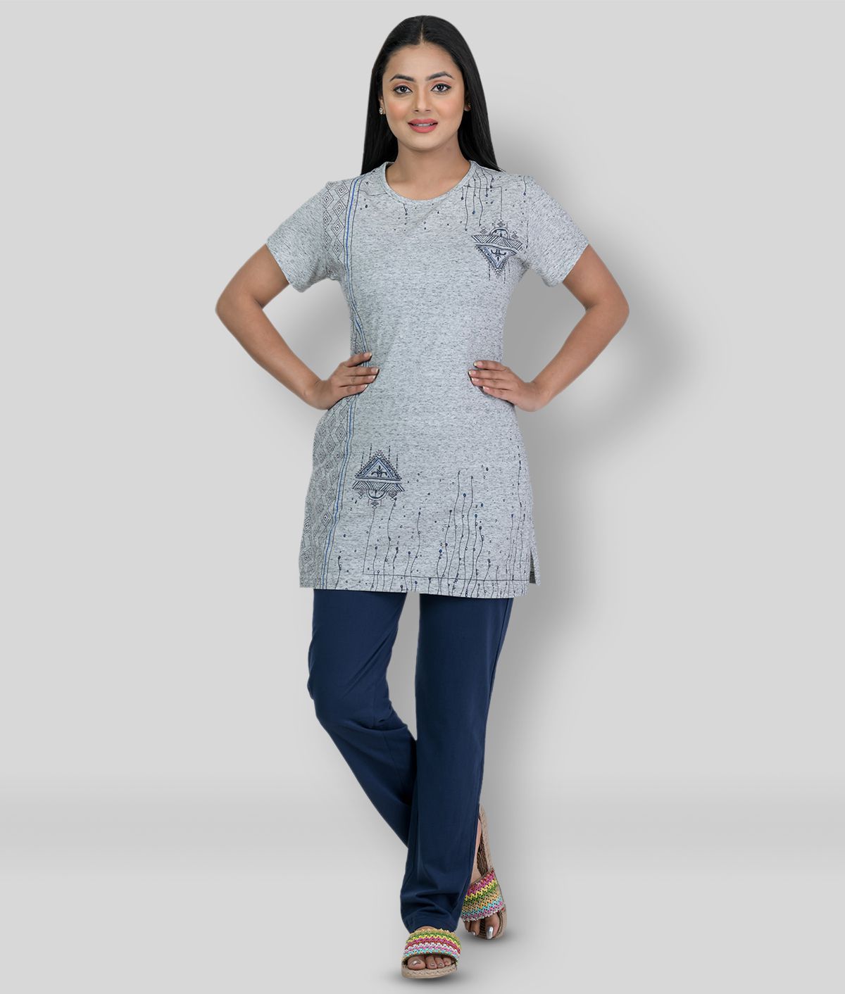     			Kaily - Light Grey Cotton Blend Women's Tunic ( Pack of 1 )