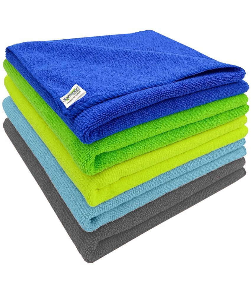     			SOFTSPUN - Multicolor Microfiber Cloth For Automobile ( Pack of 5 )