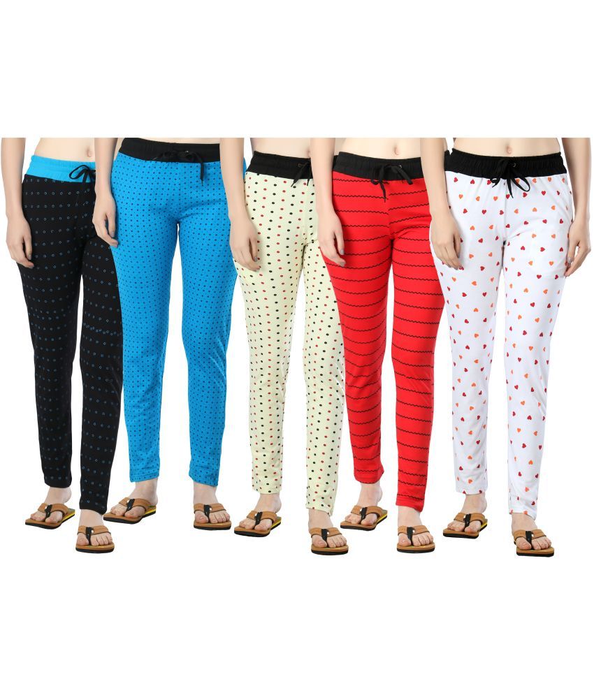     			Diaz - Multicolor 100% Cotton Women's Running Trackpants ( Pack of 5 )