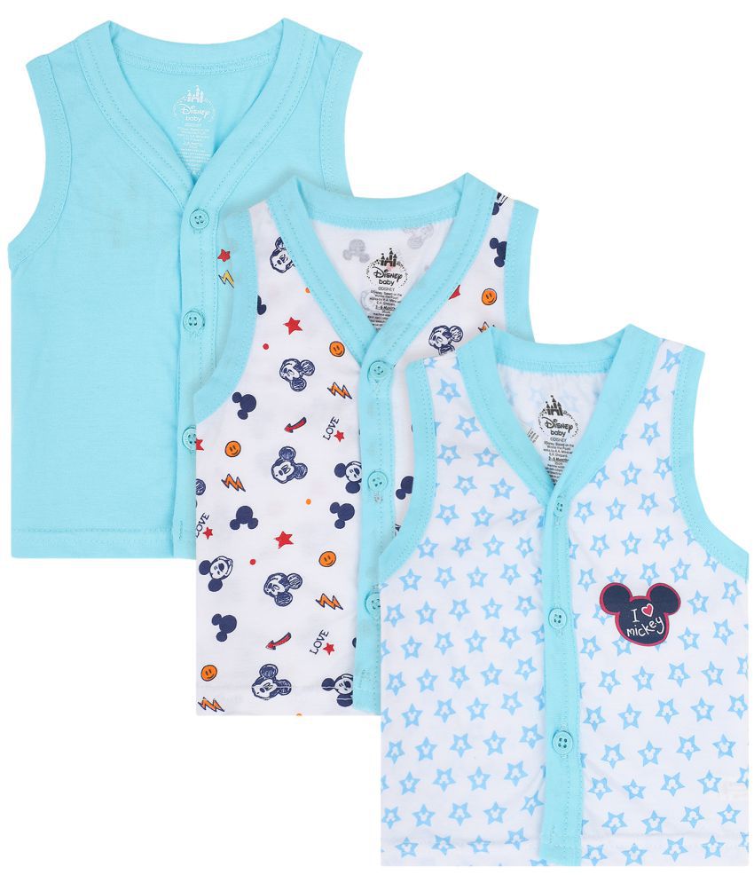     			MICKEY & FRIENDS BOYS VEST FRONT OPEN SLEEVELESS ASSORTED Pack Of 3