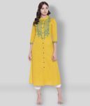 Divena - Yellow Cotton Blend Women's Front Slit Kurti