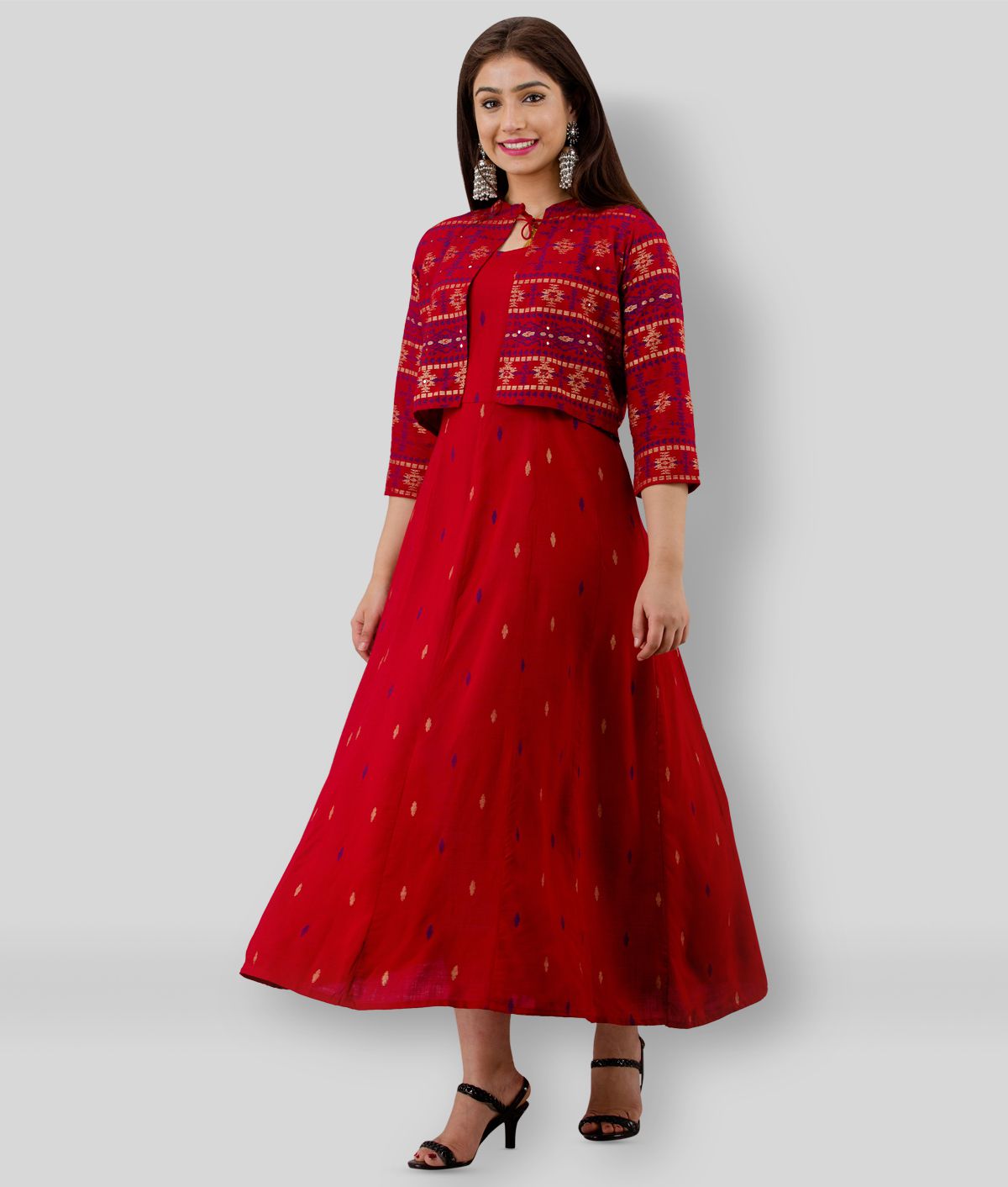 Buy CELEBRAVO - Red Rayon Women's Jacket Style Kurti ( Pack of 1 ) Online  at Best Price in India - Snapdeal