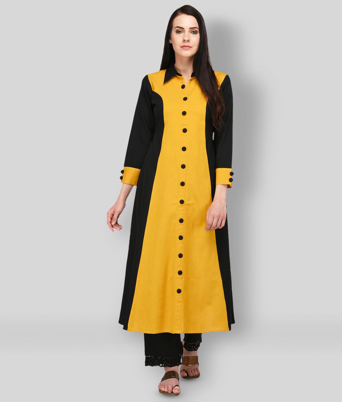     			Pistaa - Multicolor Cotton Blend Women's Flared Kurti ( Pack of 1 )