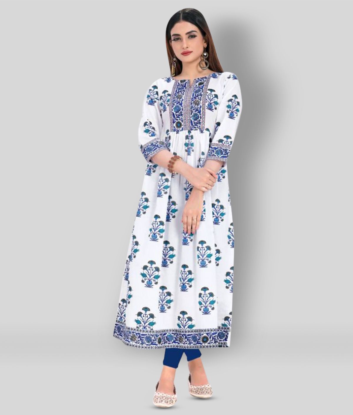 cotton long flared kurtis