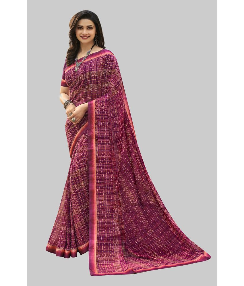     			Gazal Fashions - Pink Chiffon Saree With Blouse Piece ( Pack of 1 )