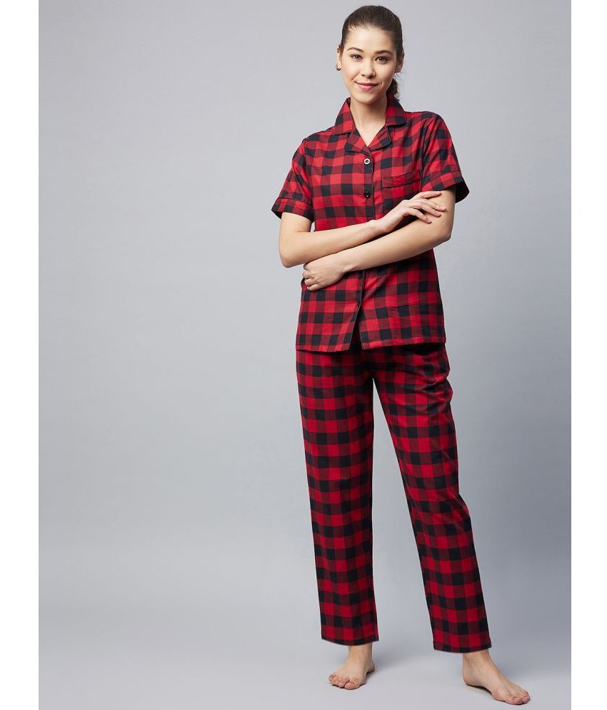     			StyleStone - Red 100% Cotton Women's Nightwear Nightsuit Sets ( Pack of 1 )