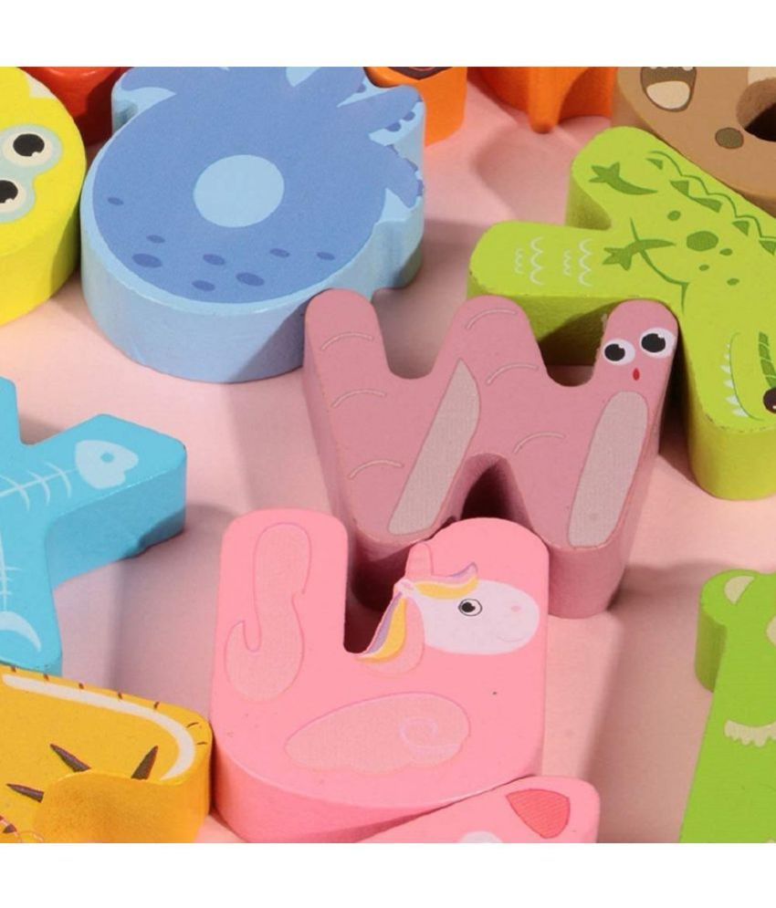 Toyshine Wooden ABC Animal Alphabet Wooden Puzzles Pairing Board Toy