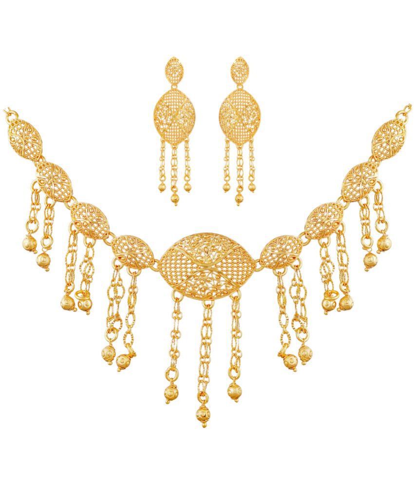     			mansiyaorange - Golden Brass Necklace Set ( Pack of 1 )