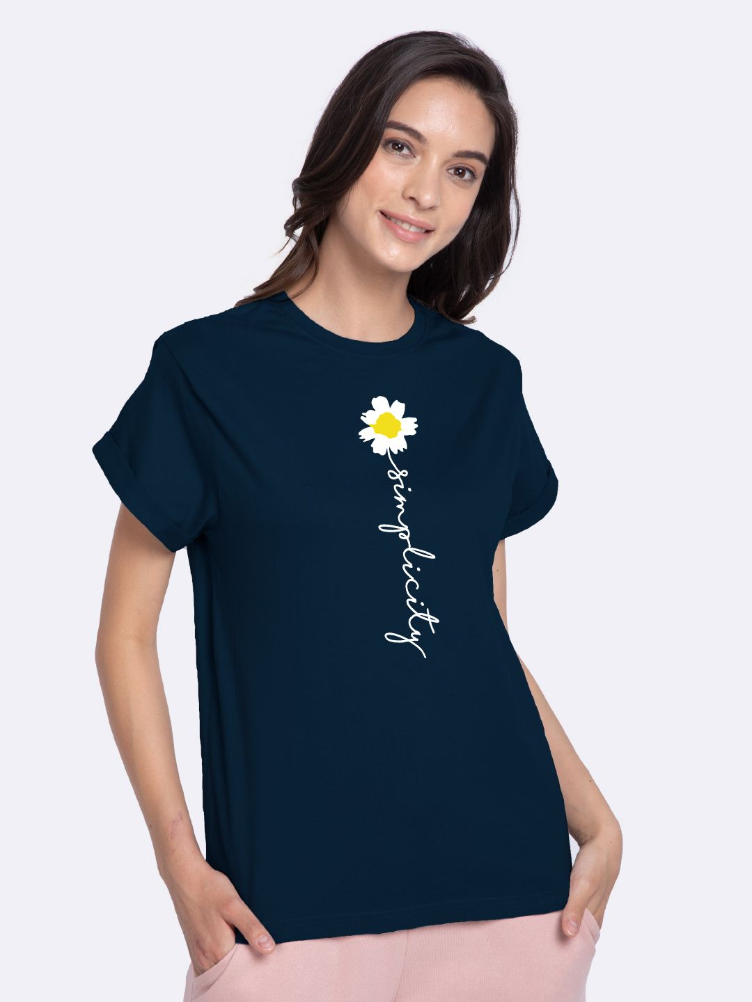     			Bewakoof - Blue Cotton Loose Women's T-Shirt ( Pack of 1 )