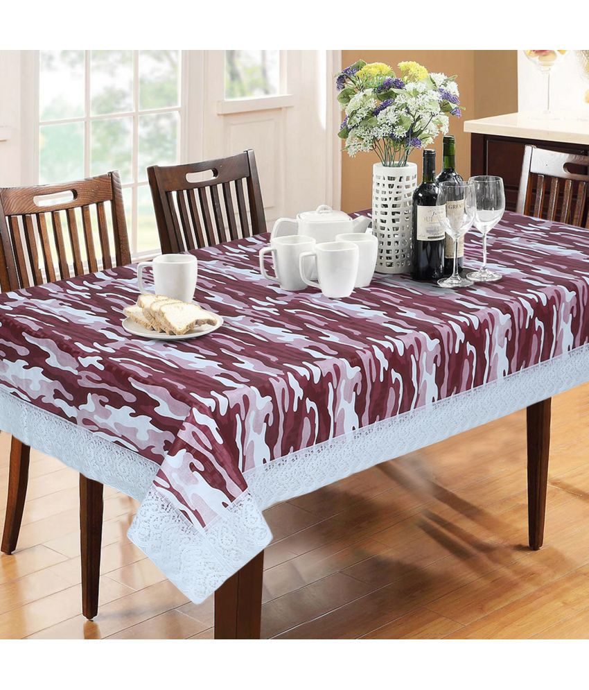    			HOMETALES Maroon PVC Table Cover ( Pack of 1 )