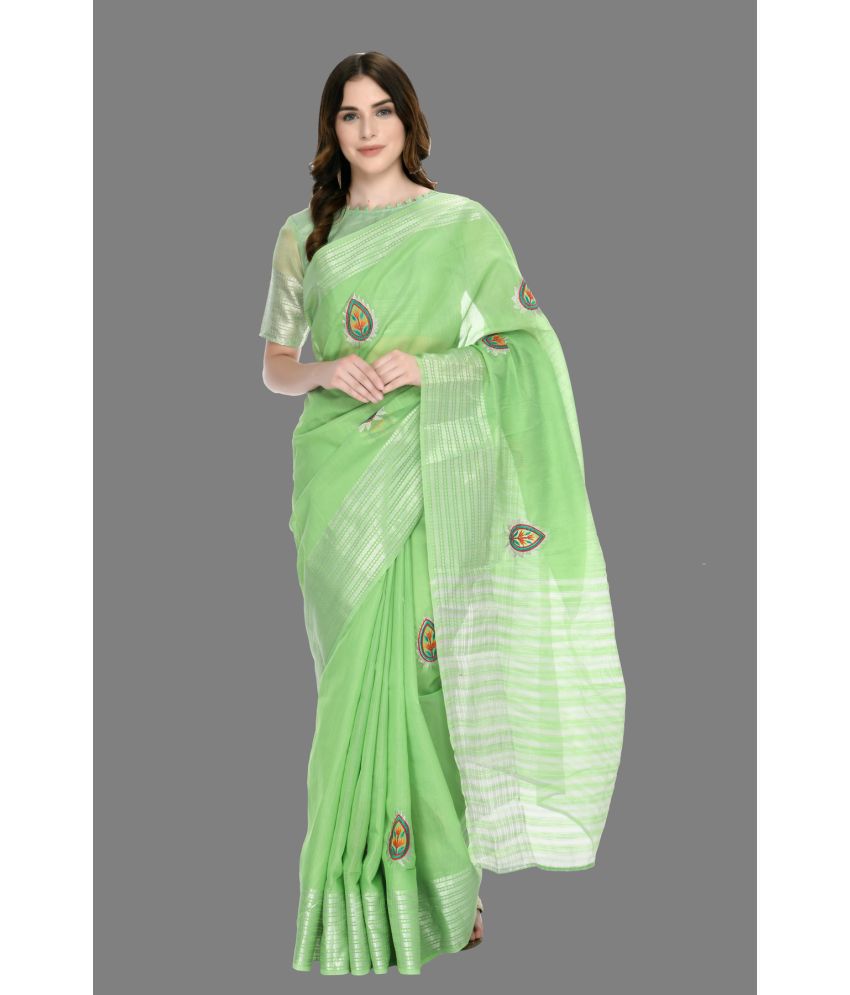 OFLINE SELCTION - Green Silk Saree With Blouse Piece ( Pack of 1 )