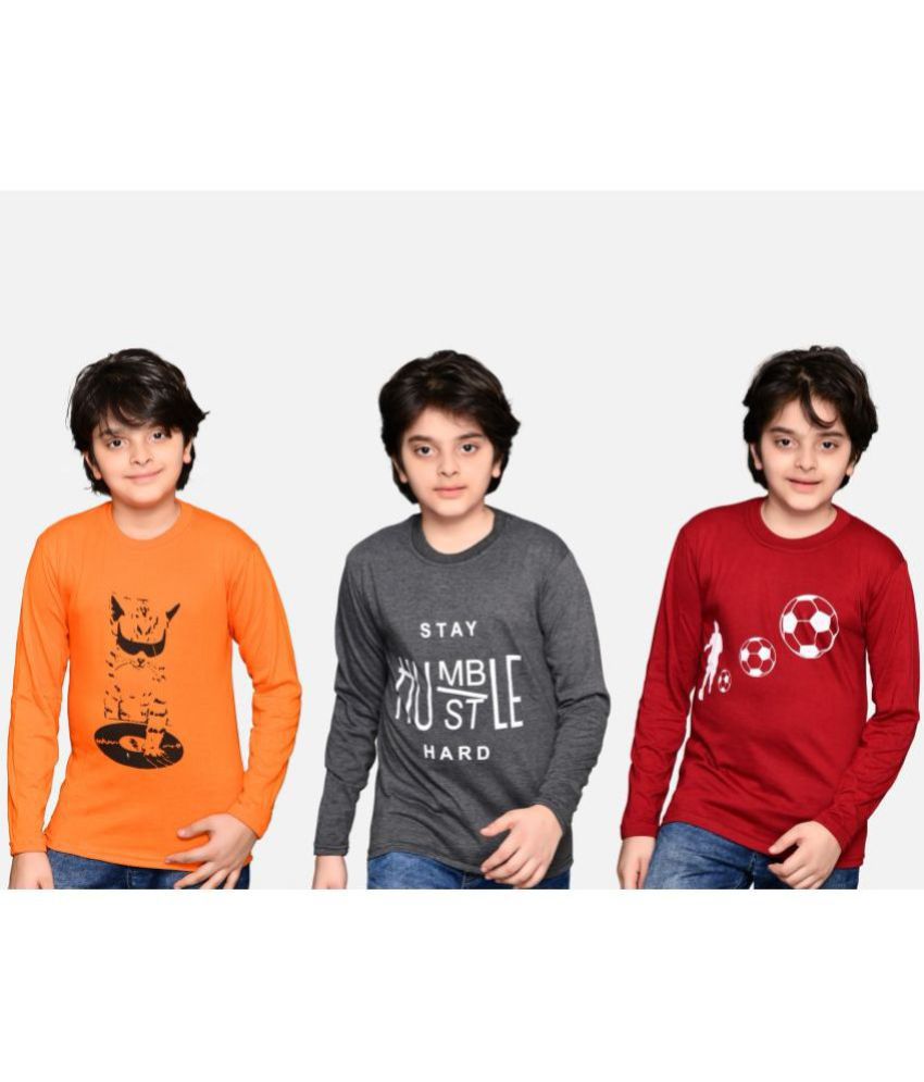     			tadeo - Orange Cotton Blend Boy's T-Shirt ( Pack of 3 )