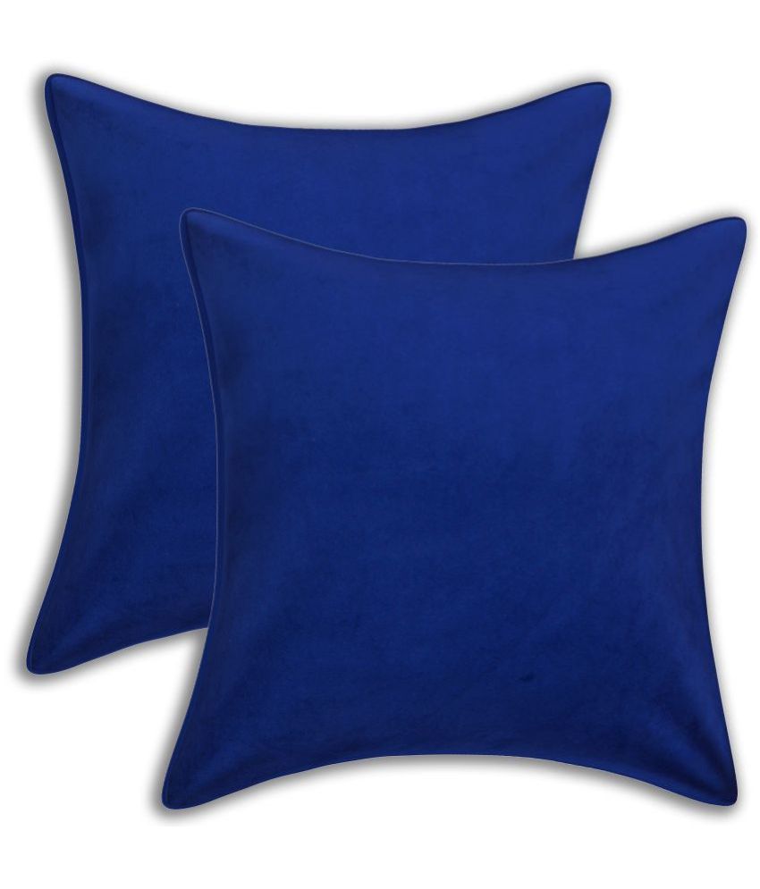     			INDHOME LIFE - Blue Set of 2 Velvet Square Cushion Cover