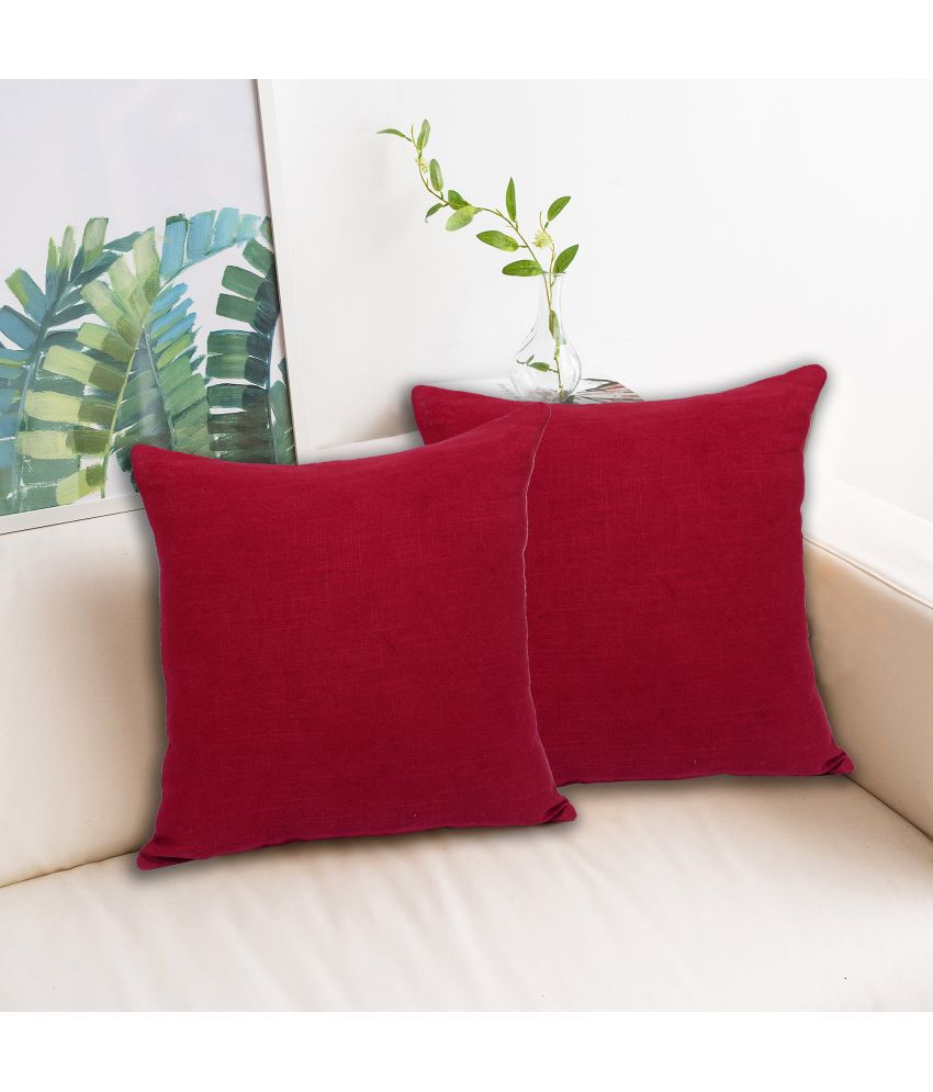     			INDHOME LIFE - Maroon Set of 2 Silk Square Cushion Cover