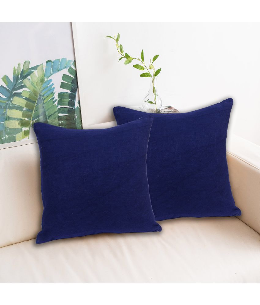     			INDHOME LIFE - Navy Blue Set of 2 Silk Square Cushion Cover