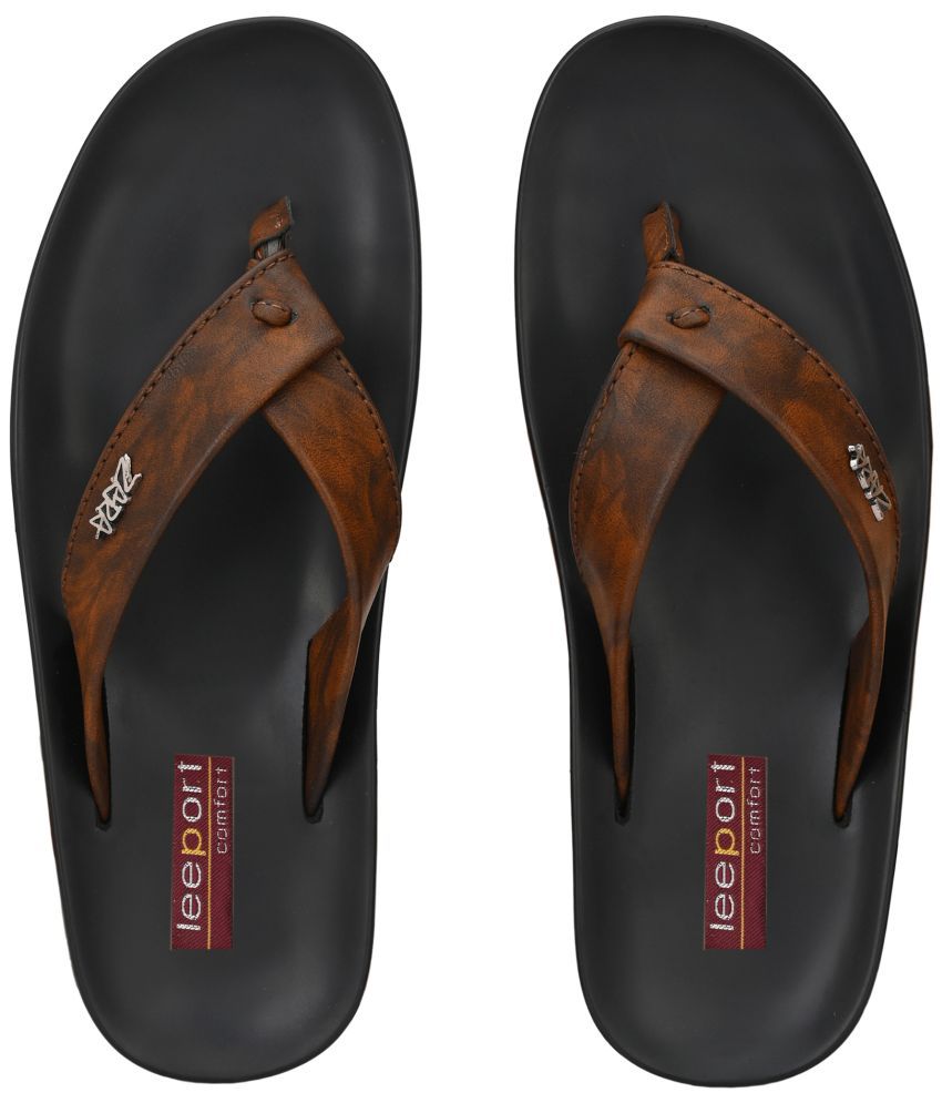     			Leeport - Brown Men's Thong Flip Flop