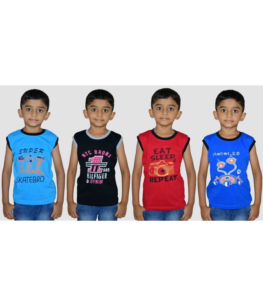 Soft Apparels - Multi Color Cotton Boy's T-Shirt ( Pack of 4 )