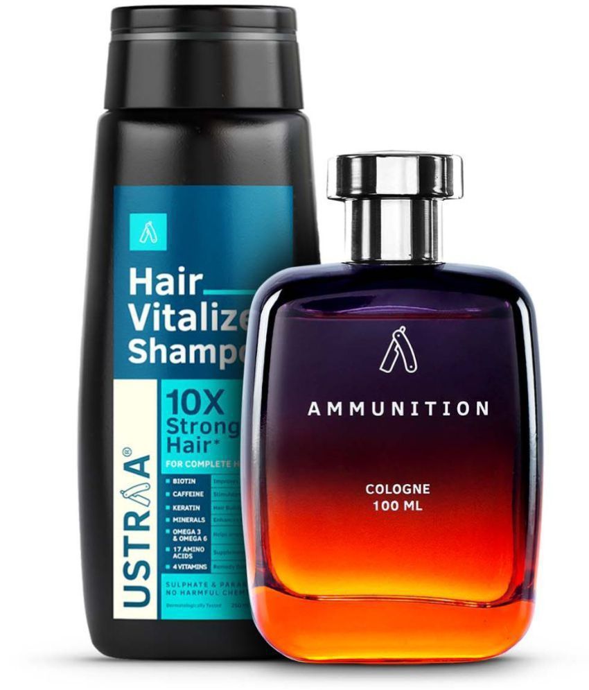     			Ustraa Hair Vitalizer Shampoo -250ml & Ammunition Cologne - 100 ml - Perfume for Men