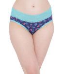 Clovia - Blue Cotton Printed Women's Hipster ( Pack of 1 )