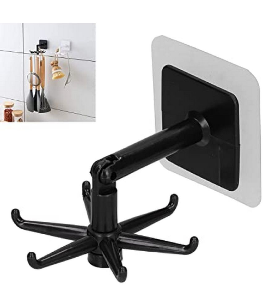 360 Degree Rotating Hook | Wall Mounting Kitchen Utensils Rack | Self Adhesive Waterproof Wall Mounted Hanging Rotary Hook for Hanging Bathroom Organizer  ( Pack of 2) 