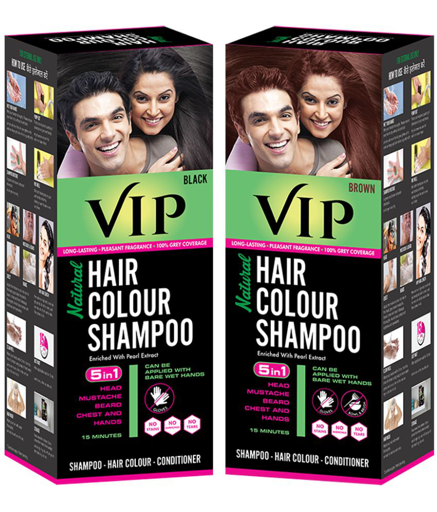 VIP Hair Colour Shampoo - Combo Pack (180ml Black and 180ml Brown): Buy VIP  Hair Colour Shampoo - Combo Pack (180ml Black and 180ml Brown) at Best  Prices in India - Snapdeal