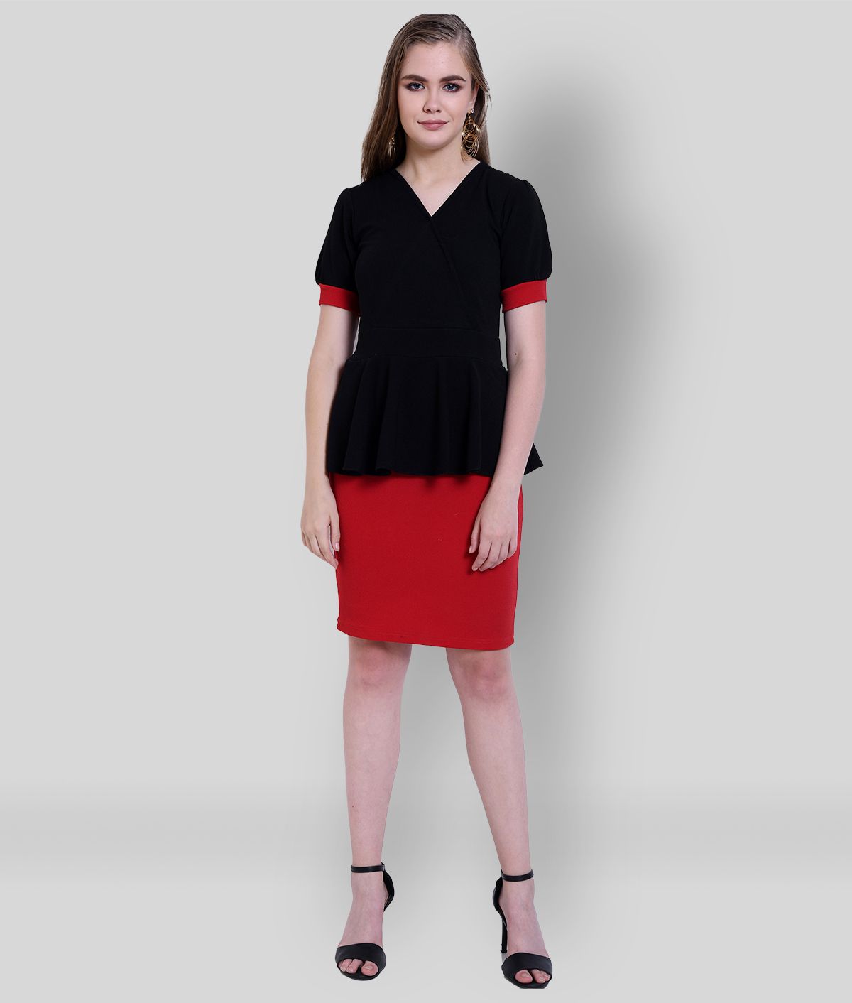     			Addyvero - Black Cotton Lycra Women's Peplum Dress ( Pack of 1 )