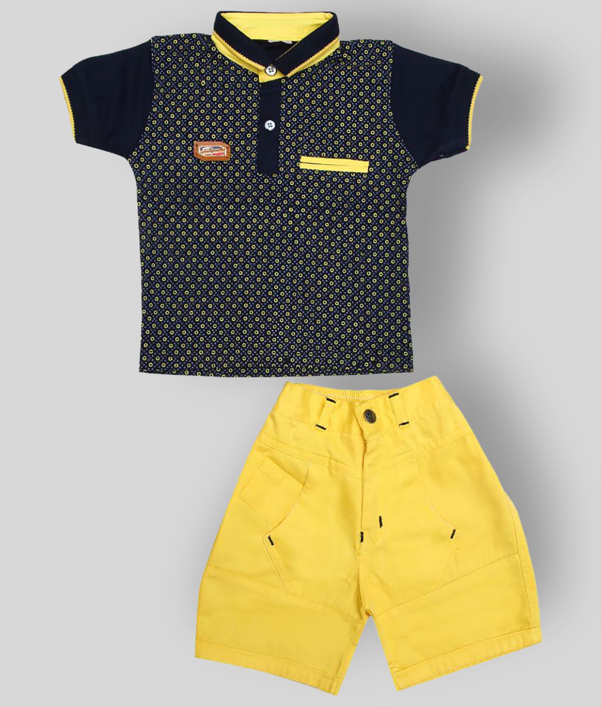     			Zadmus - Yellow Cotton Baby Boy T-Shirt & Shorts ( Pack of 1 )