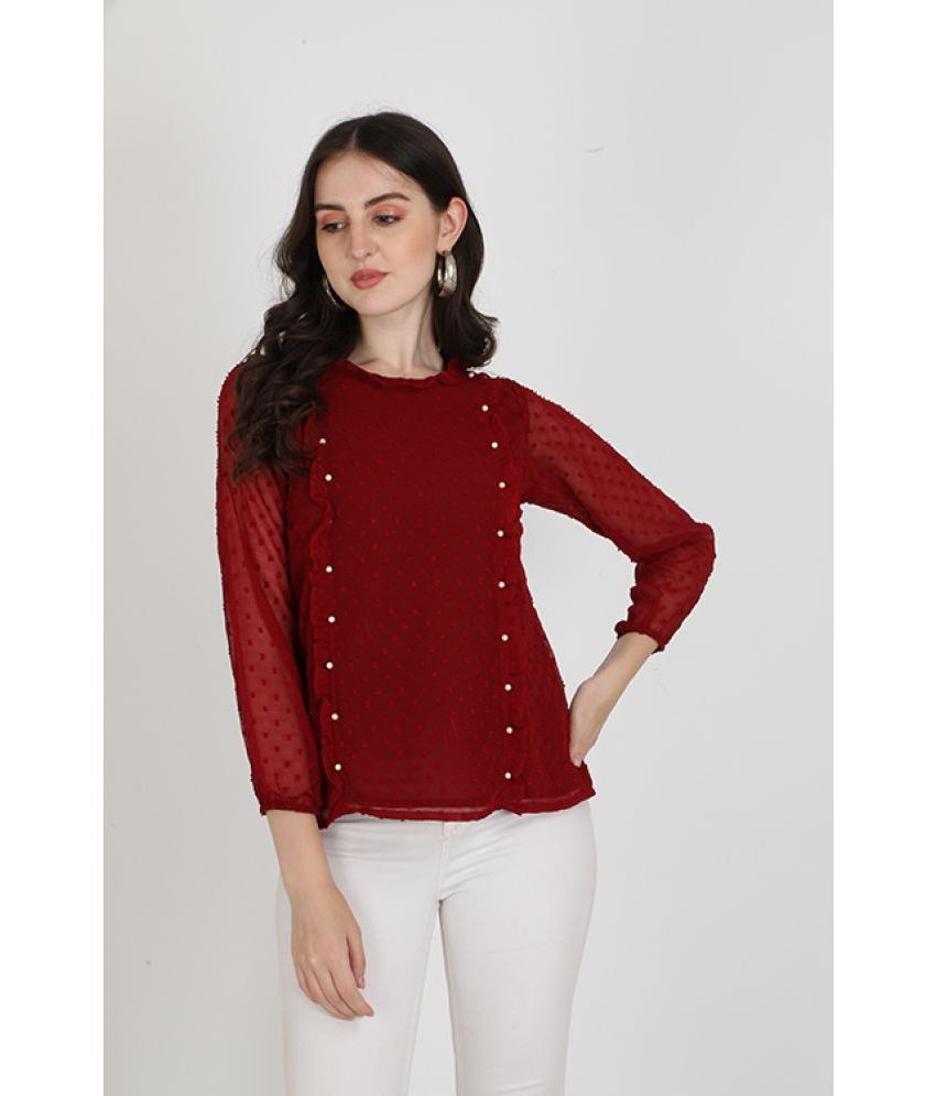     			Berrylicious - Maroon Georgette Women's Regular Top ( Pack of 1 )