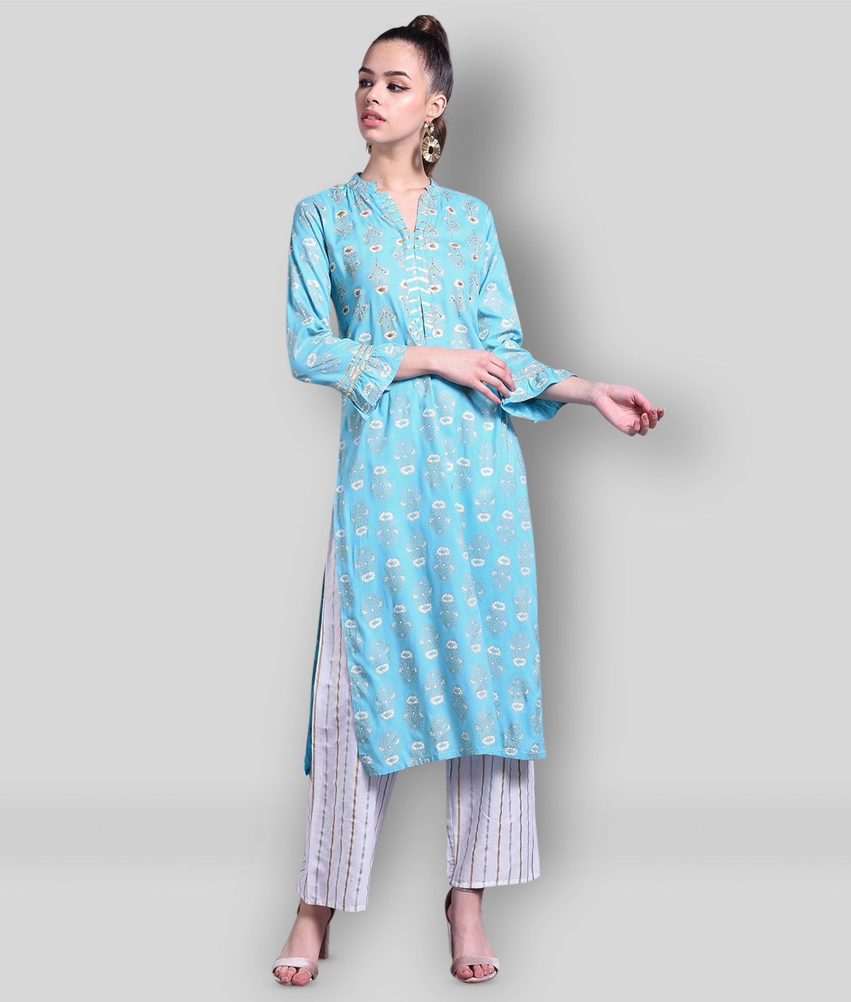     			Doriya - Blue Straight Rayon Women's Stitched Salwar Suit ( Pack of 1 )