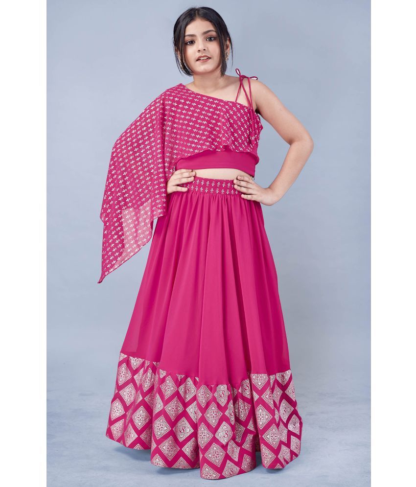     			Fashion Dream - Pink Georgette Girls Lehenga Choli Set ( Pack of 1 )