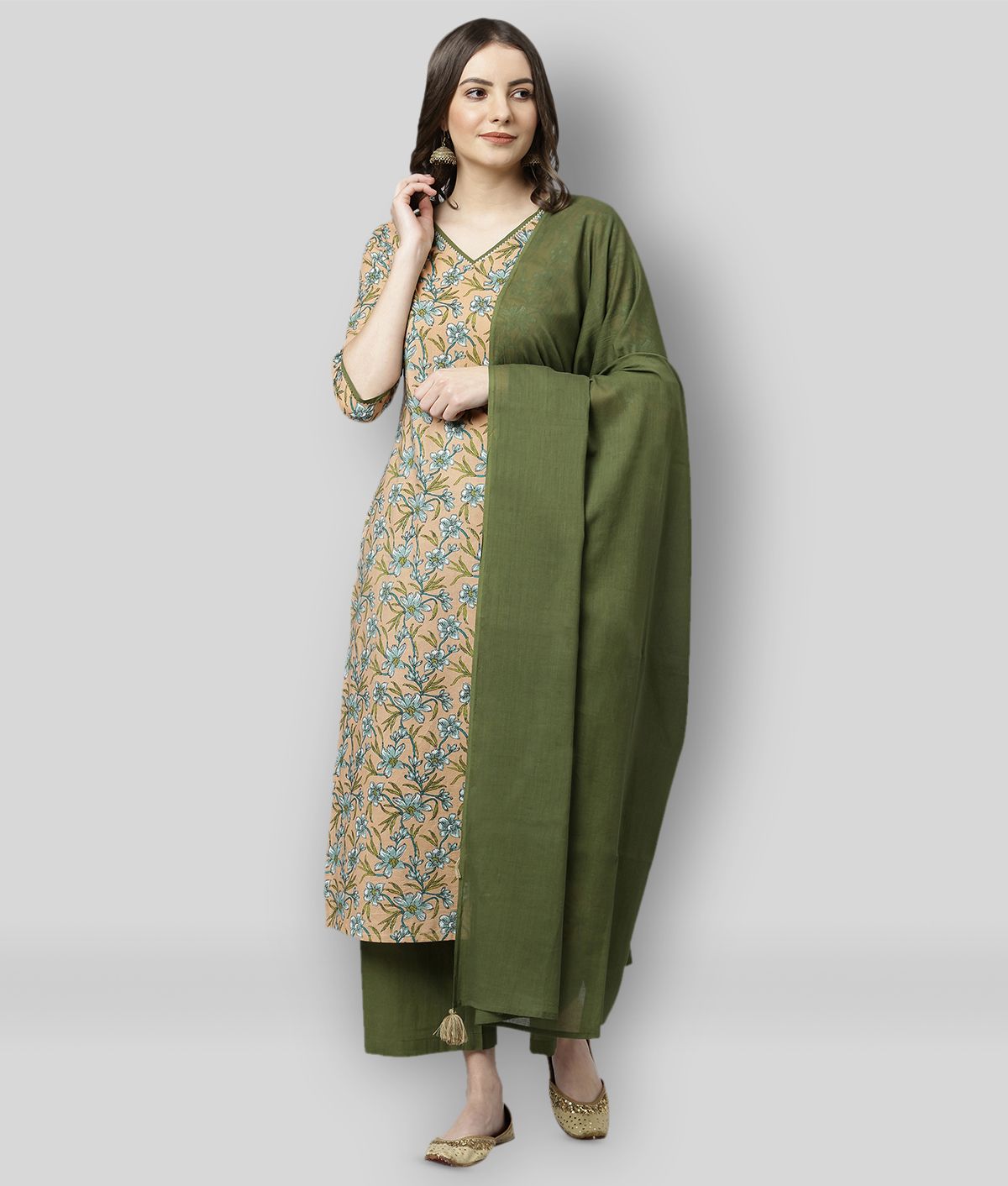     			Janasya - Multicolor Straight Cotton Women's Stitched Salwar Suit ( Pack of 1 )