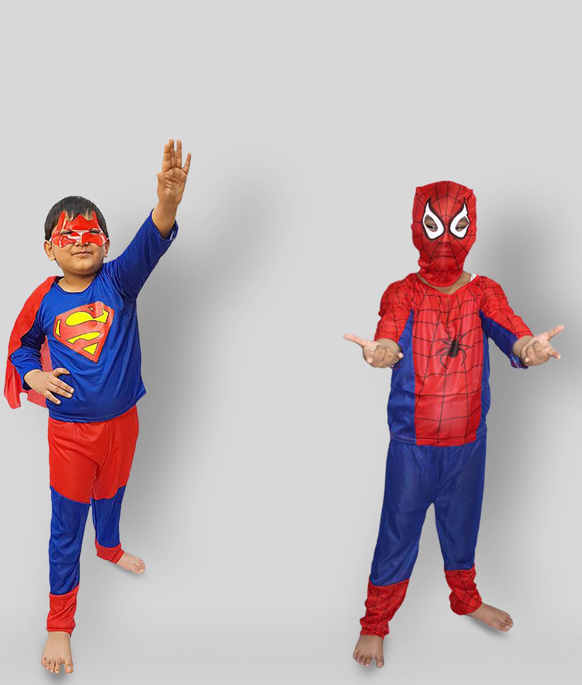     			Kaku Fancy Dresses Blue and Red Costume For Kids Pack of 2