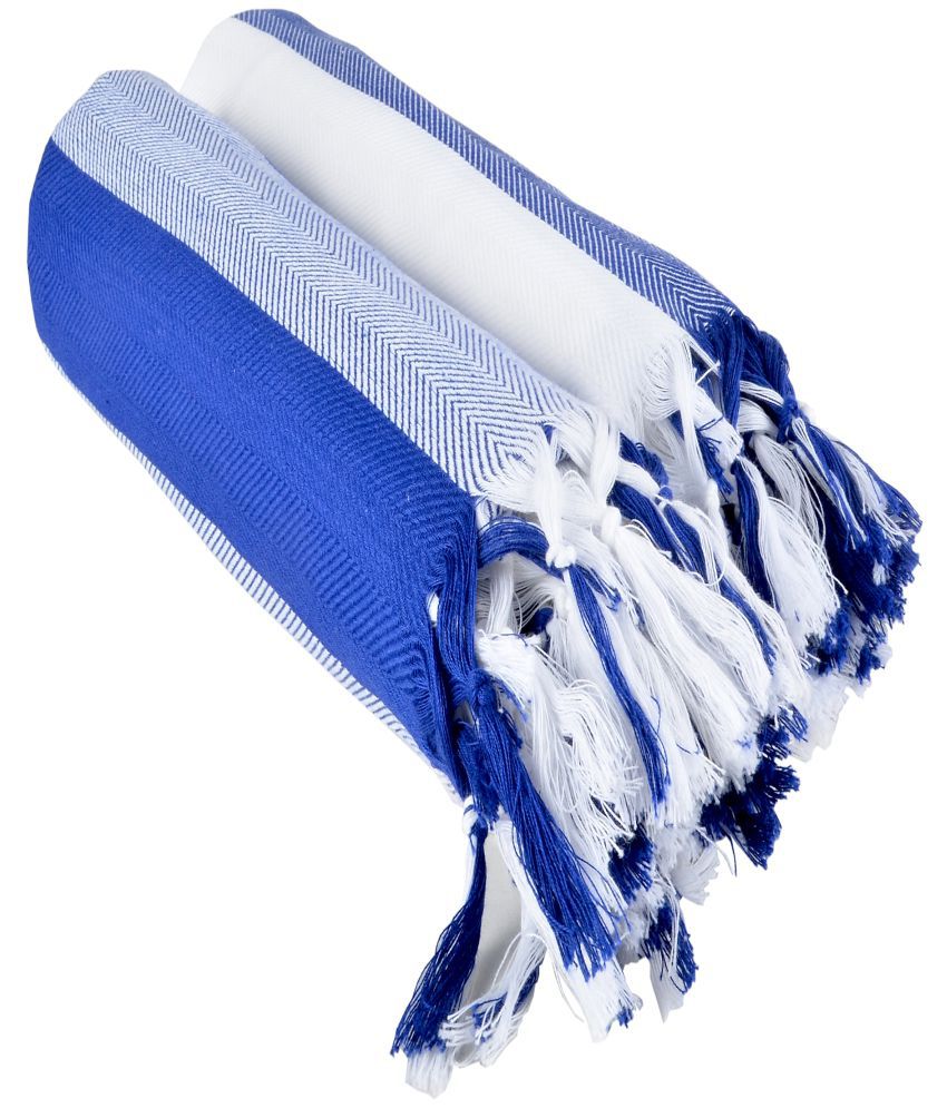     			Sathiyas - Cotton Blue Self Design Bath Towel ( Pack of 2 )