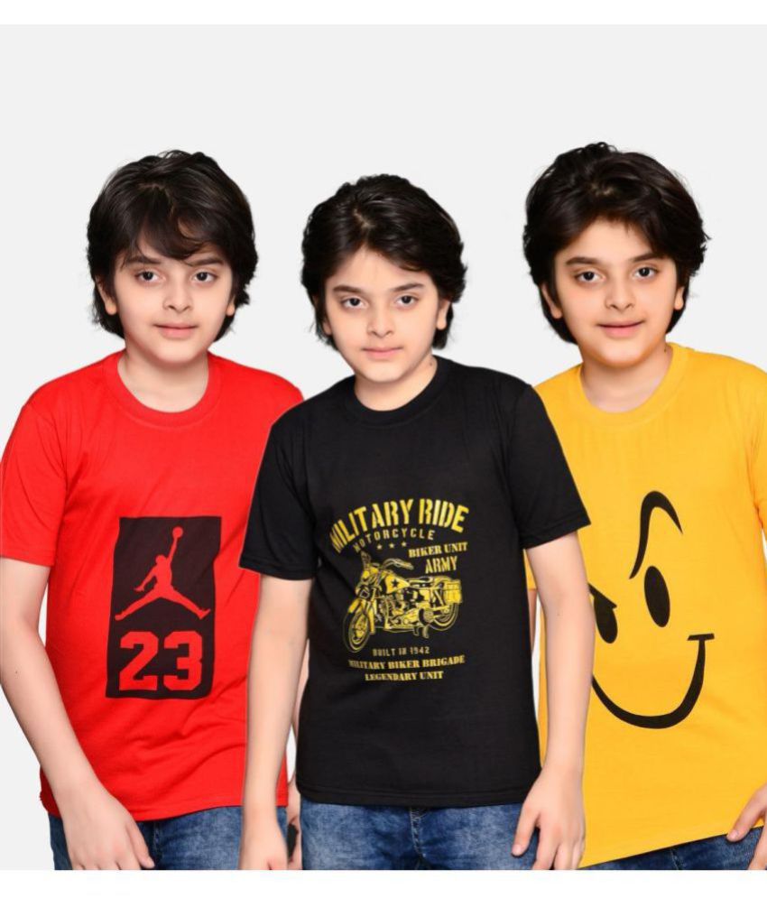 tadeo - Red Cotton Blend Boy's T-Shirt ( Pack of 3 )