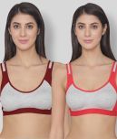 N-Gal Multi Cotton Lycra Color Blocking Sports Bra