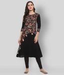 Yash Gallery - Black Cotton Women's A-line Kurti ( Pack of 1 )